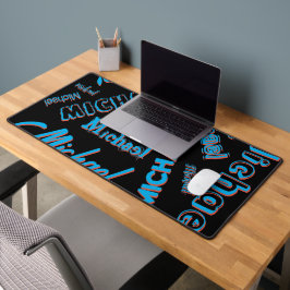 Jouw naam patroon monogram blauwe rode zwarte kleu bureaumat