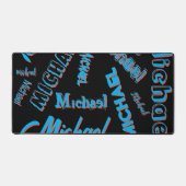 Jouw naam patroon monogram blauwe rode zwarte kleu bureaumat (Voorkant)