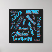 Jouw naam patroon monogram blauwe rode zwarte kleu canvas afdruk (Voorkant)