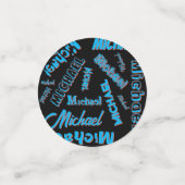 Jouw naam patroon monogram blauwe rode zwarte kleu confetti (Kleine voorkant)