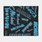 Jouw naam patroon monogram blauwe rode zwarte kleu fleece deken (Voorkant (Horizontaal))