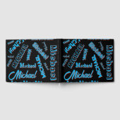 Jouw naam patroon monogram blauwe rode zwarte kleu gastenboek (Volledig)