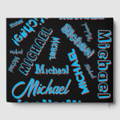 Jouw naam patroon monogram blauwe rode zwarte kleu gastenboek (Achterkant)