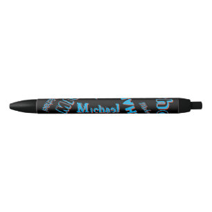 Jouw naam patroon monogram blauwe rode zwarte kleu inkt pen