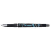 Jouw naam patroon monogram blauwe rode zwarte kleu pen (Voorkant)