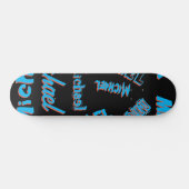Jouw naam patroon monogram blauwe rode zwarte kleu persoonlijk skateboard (Horizontaal)