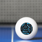 Jouw naam patroon monogram blauwe rode zwarte kleu pingpongbal (Net)