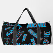 Jouw naam patroon monogram blauwe rode zwarte kleu plunjezak (Voorkant)