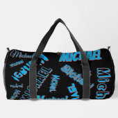 Jouw naam patroon monogram blauwe rode zwarte kleu plunjezak (Achterkant)