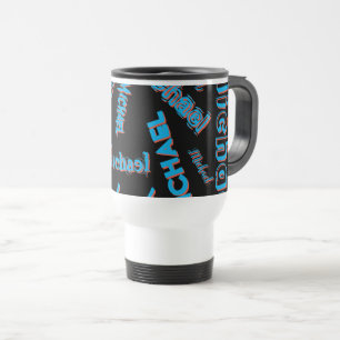 Jouw naam patroon monogram blauwe rode zwarte kleu reisbeker