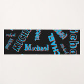 Jouw naam patroon monogram blauwe rode zwarte kleu yogamat (Voorkant (horizontaal))