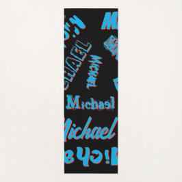 Jouw naam patroon monogram blauwe rode zwarte kleu yogamat