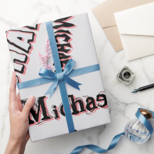 Jouw naam patroon monogram roos kleur schaduw wrap cadeaupapier
