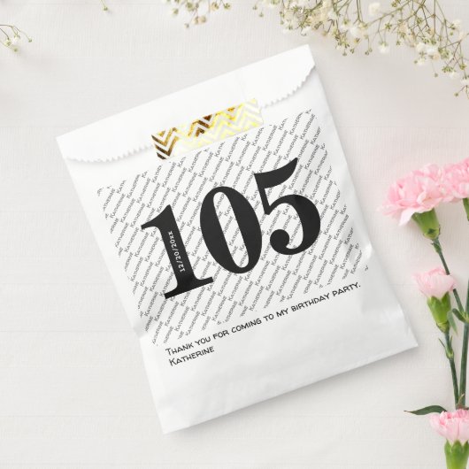 Jouw naam Patroon Vet Zwart Leeftijd 105 Nummer Da Bedankzakje (Gezegeld)