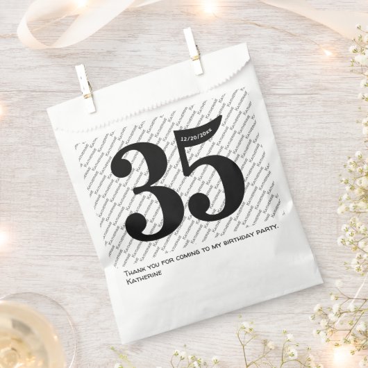 Jouw naam Patroon Vet Zwart Leeftijd 35 Nummer Dat Bedankzakje (Geknipt)