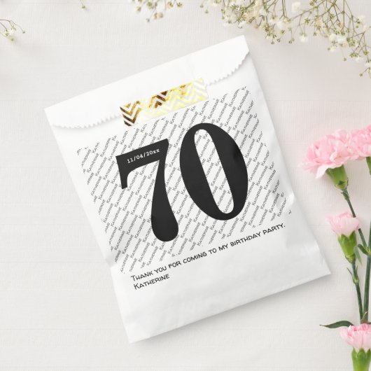 Jouw naam Patroon Vet Zwart Leeftijd 70 Nummer Dat Bedankzakje (Gezegeld)