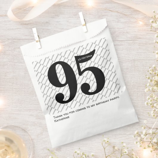 Jouw naam Patroon Vet Zwart Leeftijd 95 Nummer Dat Bedankzakje (Geknipt)