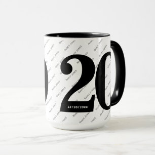 Jouw naam Patroon - Vetgedrukte nummer 20 - Zwart/ Mok