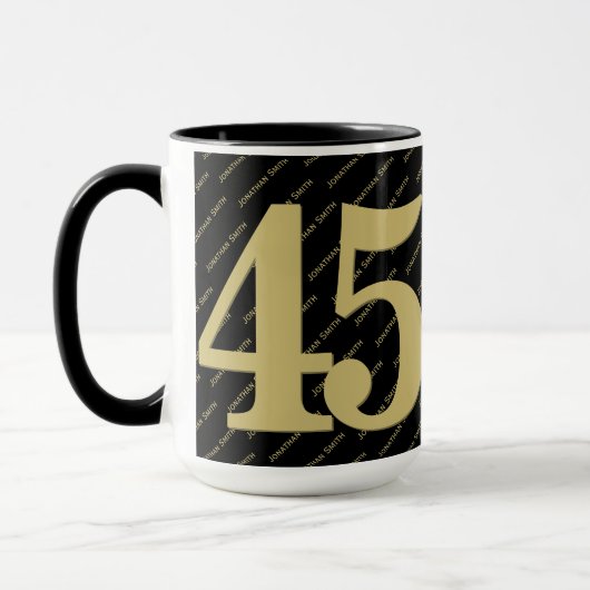 Jouw naam Patroon - zwart en goud - Vet 45 Mok (Links)