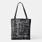 Jouw naam patroon zwart stijlvol tote bag (Achterkant)