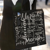 Jouw naam patroon zwart stijlvol tote bag