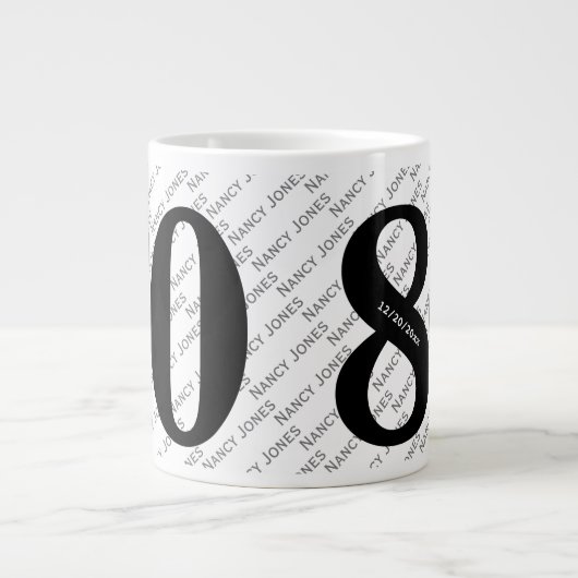 Jouw naam Patroon - Zwart-wit - Vette Mok 80 (Voorkant)