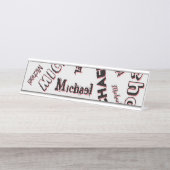 Jouw naam patroonmonogram roos kleurenschaduw bureau naambordje (Voorkant)