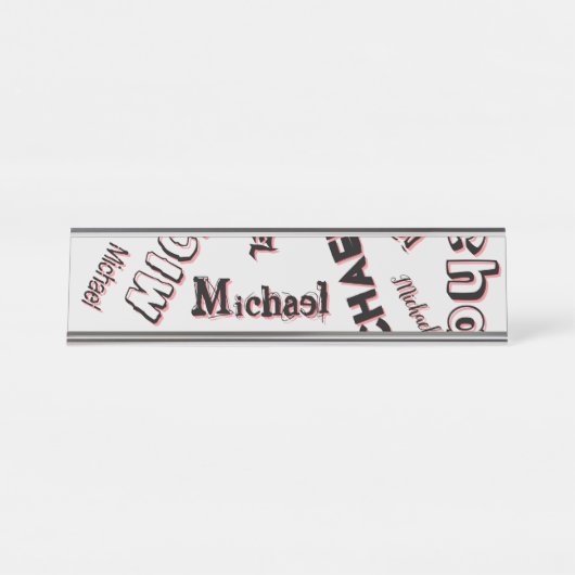 Jouw naam patroonmonogram roos kleurenschaduw bureau naambordje (Voorkant)