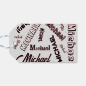 Jouw naam patroonmonogram roos kleurenschaduw cadeaulabel (Achterkant Horizontaal)