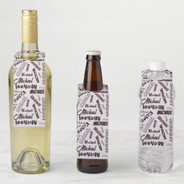 Jouw naam patroonmonogram roos kleurenschaduw flessenhanger