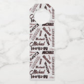 Jouw naam patroonmonogram roos kleurenschaduw flessenhanger (Achterkant)