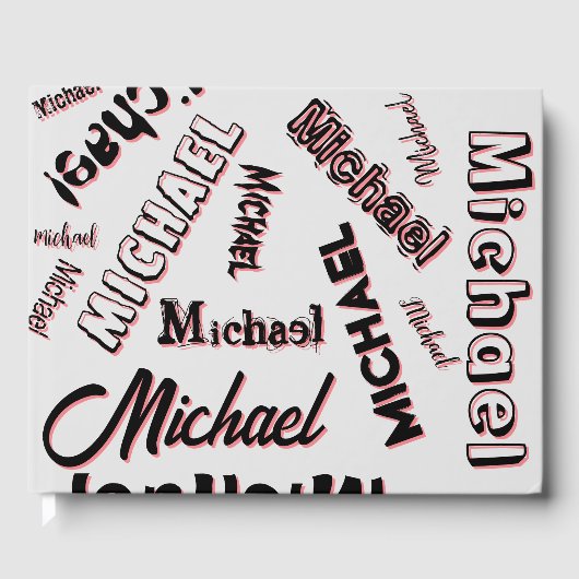 Jouw naam patroonmonogram roos kleurenschaduw gastenboek (Voorkant)