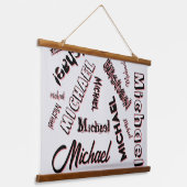 Jouw naam patroonmonogram roos kleurenschaduw hangend wandkleed (Gebogen)