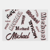 Jouw naam patroonmonogram roos kleurenschaduw inpakpapier vel (Voorkant 2)