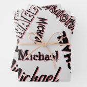 Jouw naam patroonmonogram roos kleurenschaduw inpakpapier vel (In situ)