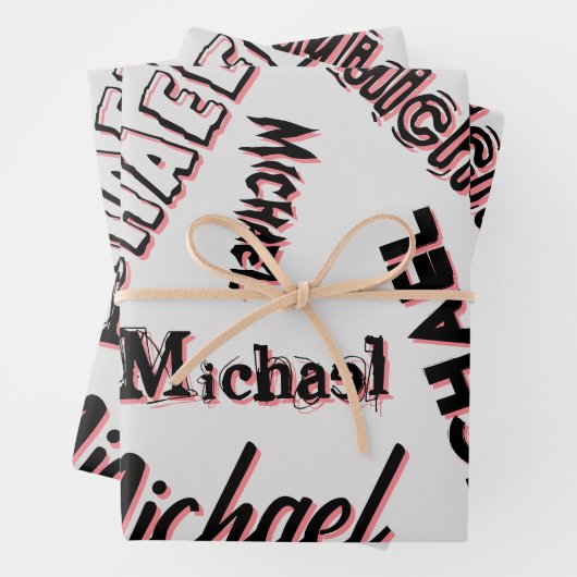 Jouw naam patroonmonogram roos kleurenschaduw inpakpapier vel (In situ)