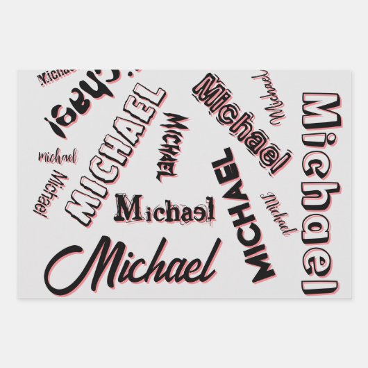 Jouw naam patroonmonogram roos kleurenschaduw inpakpapier vel (Voorkant)