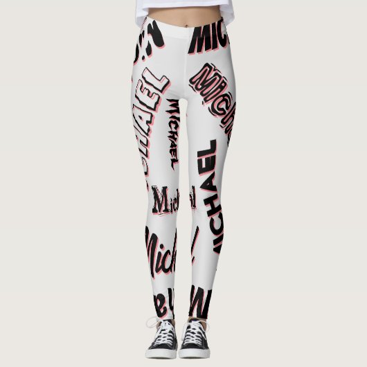 Jouw naam patroonmonogram roos kleurenschaduw leggings (Voorkant)