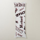 Jouw naam patroonmonogram roos kleurenschaduw lichaamskussen (Voorkant Verticaal)