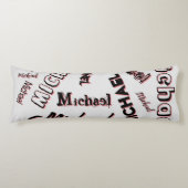 Jouw naam patroonmonogram roos kleurenschaduw lichaamskussen (Voorkant)