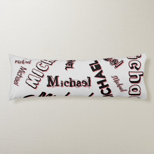 Jouw naam patroonmonogram roos kleurenschaduw lichaamskussen (Voorkant)
