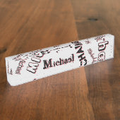 Jouw naam patroonmonogram roos kleurenschaduw naambordje (Zijkant)