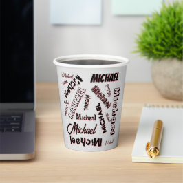 Jouw naam patroonmonogram roos kleurenschaduw papieren bekers