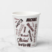 Jouw naam patroonmonogram roos kleurenschaduw papieren bekers (Achterkant)