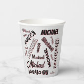 Jouw naam patroonmonogram roos kleurenschaduw papieren bekers (Voorkant)