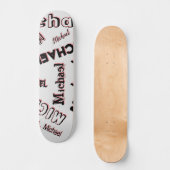 Jouw naam patroonmonogram roos kleurenschaduw persoonlijk skateboard (Voorkant)