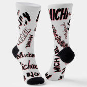 Jouw naam patroonmonogram roos kleurenschaduw sokken (Gebogen)