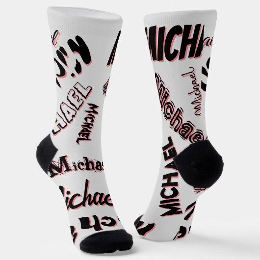 Jouw naam patroonmonogram roos kleurenschaduw sokken (Gebogen)