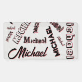 Jouw naam patroonmonogram roos kleurenschaduw spandoek (Horizontaal)