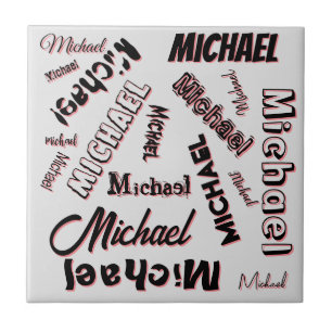 Jouw naam patroonmonogram roos kleurenschaduw tegeltje